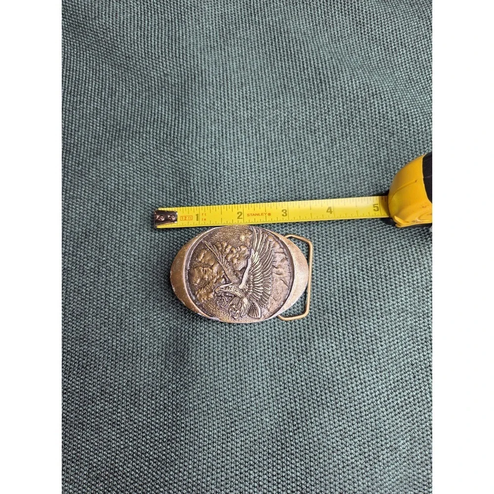 Vintage 1982 Indiana Metal Craft Flying Eagle Belt Buckle Oval Brass